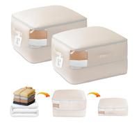 DIMJ Space-Saving Compression Storage Bags - 2 Pack Foldable Duvet Storage Organisers Large Compression Packing Cubes with Clear Window for Moving,