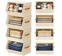 DIMJ Stackable Wardrobe Storage Organiser - Open Front Shelf Trapezoid Box