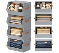 DIMJ Stackable Wardrobe Storage Organiser - Open Front Shelf Trapezoid Box