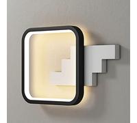 Dimmable 10W Indoor LED Wall Sconce - Modern Black & White Lighting Fixture for Bedroom, Living Room, Hallway, Bathroom Vanity, and Bedside - Stylish 1-Light Lantern (Black B)