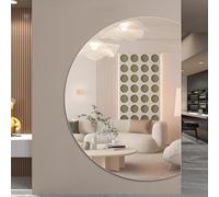 Dimmable 3 Color LED Wall Mirror Frameless Semi-Circle Vanity Mirror Anti-Fog with Touch Switch Irregular Design 110x70cm Perfect for Bathroom Decor