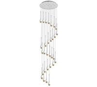 Dimmable 30 Light LED Crystal Chandelier 3CCT Raindrop Spiral Fixture for High Ceilings 19ft (6m) Entryway & Stairwell Lighting Elegant Foyer Decor