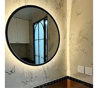 Dimmable 3Color Makeup Mirror 24" Round French Wall Mirror Backlit with Touch Controld Beaded e for Entryway & Living Room Decor