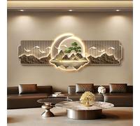 Dimmable 3D LED Wall Art, Moon & Pine Tree Mountain Sculpture, Modern Illuminated Decor for Living Room, Bedroom & Office, 47.2x15.7in