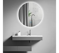 Dimmable 40x40cm LED Round Bathroom Vanity MirrorWall Mounted Touch AntiFog Makeup Mirror for Entryway & Bedroom White Light Finish Perfect for Modern Decor