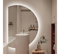 Dimmable 47" Frameless LED Bathroom Mirror with 3 Color Settings Anti-Fog Half-Circle Design for Vanity Modern Wall-Mounted Illuminated Mirror