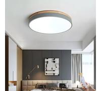 Dimmable 48W Modern Wooden LED Ceiling Light Ø50cm Round for Bedroom Kitchen Living Room Dining Room Hallway & Office (Gray h)
