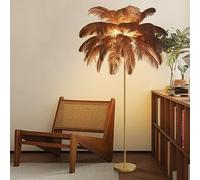 Dimmable 66.9in LED Feather Floor Lamp - Elegant Blue Ostrich Feather Standing Light for Living Room, Bedroom & Party Decor - Modern Lighting Solution