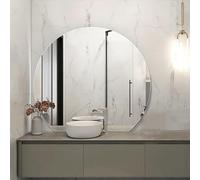 Dimmable 70x80cm LED Vanity Mirror Semi-Circle Backlit with 3 Color Modes Anti-Fog Frameless Design Ideal for Bathroom & Makeup Application.