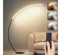 Dimmable Arc Floor Lamp for Living Room, 25W LED Standing Lamps with Remote Control, 3 Color Temperature & 5 Brightness, Memory Function, Modern Floor Reading Lamp for Bedroom Office, Black 170CM
