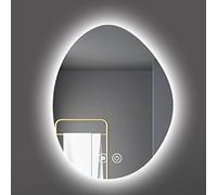 Dimmable Backlit LED Bathroom Mirror Irregular Teardrop Shape Anti-Fog Frameless Vanity Makeup Mirror with Smart Touch Switch HD Explosion-Proof 50x70cm