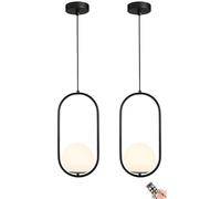 Dimmable Battery Operated Pendant Light with Rechargeable Bulb Globe Hanging Ceiling Chandelier for Kitchen Island Dining Table Living Room and Bedroom