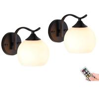 Dimmable Battery Powered Wall Sconces Set of 2, Not Hardwired Wall Lights with USB Rechargeable Bulb & Remote,Battery Operated Wall Lights for Bathroom Vanity Bedroom Corridor Foyer Hallway Stairs B