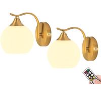 Dimmable Battery Powered Wall Sconces Set of 2, Not Hardwired Wall Lights with USB Rechargeable Bulb & Remote,Battery Operated Wall Lights for Bathroom Vanity Bedroom Corridor Foyer Hallway Stairs B
