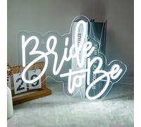Dimmable Bride to be Neon Signs, 14.5x11.8” White LED Word Bride to be Neon Lights USB Power for Party Bridal Shower Bachelorette Engagement Gifts Reusable Wedding Backdrop Photo Booth Room Decor