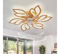 Dimmable Ceiling Fan Light, Smart Reversible LED Flower Design, Quiet Remote Control DC Fan, Modern Gold Light Fixture for Living Room & Kitchen