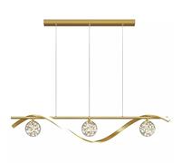 Dimmable Chandelier LED 3 Lights Strip Pendant Light for Kitchen Island, Gold LED Linear Chandeliers Contemporary Dining Room Hanging Lamp for Living Room Bedroom Club Shop