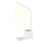 Dimmable Desk Lamp, Modern Table Light with Wireless Charger, Adjustable Brightness Levels, Built-in Pen Holder, Eye-Caring LED Illumination for Reading Working Studying at Home