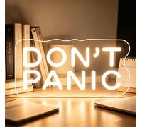 Dimmable Don't Panic Neon Sign USB Powered LED Inspirational Wall Decor Bookish Neon Light for Book Lovers,Home Office Gym Room Decor, Back to School Gift, Mental Health Positive Wall Art,15x7Inch