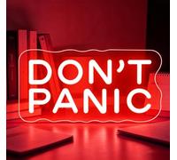 Dimmable Don't Panic Neon Sign USB Powered LED Inspirational Wall Decor Bookish Neon Light for Book Lovers,Home Office Gym Room Decor, Back to School Gift, Mental Health Positive Wall Art,15x7Inch