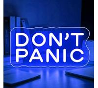 Dimmable Don't Panic Neon Sign USB Powered LED Inspirational Wall Decor Bookish Neon Light for Book Lovers,Home Office Gym Room Decor, Back to School Gift, Mental Health Positive Wall Art,15x7Inch
