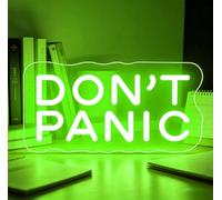 Dimmable Don't Panic Neon Sign USB Powered LED Inspirational Wall Decor Bookish Neon Light for Book Lovers,Home Office Gym Room Decor, Back to School Gift, Mental Health Positive Wall Art,15x7Inch