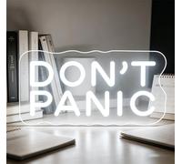 Dimmable Don't Panic Neon Sign USB Powered LED Inspirational Wall Decor Bookish Neon Light for Book Lovers,Home Office Gym Room Decor, Back to School Gift, Mental Health Positive Wall Art,15x7Inch