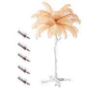 Dimmable E14 LED Bulb with Ostrich Feather Lampshade Cozy Bedroom Lighting with Foot Switch for Romantic Ambiance Elegant Home Decor Soft Illumination