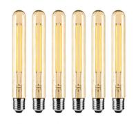 Dimmable E27 LED Bulbs 4W Equivalent 40W, Warm White 2700K Tubular T185 Edison Light Bulbs 185mm Amber Glass, Vintage LED Bulb for Chandeliers Pendant Light Wall Sconce, 6 Pack [Energy Class G]