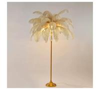 Dimmable Feather Floor Lamp with Foot Switch 3-Color Reading Light E14 LED Bulb Stylish Home Decor for Bedrooms & Living Rooms (Type B: 40 Brown Feathers)
