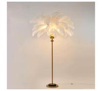 Dimmable Feather Floor Lamp with Foot Switch 3-Color Reading Light for Home Decor E14 LED Bulb Soft White Feathers Ideal for Bedrooms & Living Rooms (Type A)
