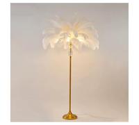 Dimmable Feather Floor Lamp with Foot Switch 3-Color Reading Light for Home Decoration E14 LED Bulb Ideal for Bedrooms & Living Rooms (50 White Feathers)