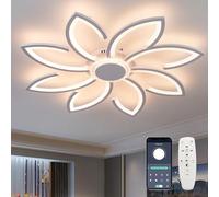 Dimmable Flower Light Fittings Ceilings, 90cm LED Ceiling Lights with Remote APP, Smart Ceiling Lamp Dimmable with Memory Function Lighting Ceiling for Living Room Bedroom Kitchen Office-White