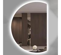 Dimmable Frameless LED Bathroom Mirror with Anti-Fog Energy Efficient 3 Color Settings Wall-Mounted Design 100cm Left Semi-Circle - Modern Home Decor