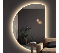 Dimmable Full Length Mirror 43/47inch for Entryway Half Moon AntiFog Bathroom Backlit Lighted 3 Color LED Touch Control Wall Mounted Large Semicircle Makeup Mirror(Left cut,70x (Right Cut 70x100c