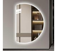 Dimmable Full-Length Mirror with Anti-Fog Touch Control Stylish Half-Circle Design for Bathroom & Vanity Decor - Smart LED Backlit Mirror (32x47in)