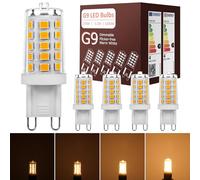 Dimmable G9 LED Bulbs, Warm White 2700K, 3.5W Equivalent to 28W Halogen, 320LM Flicker-Free Light Lamps for Chandeliers, 5 Pack
