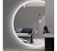 Dimmable Half Circle Full Length MirrorIrregular Smart AntiFog Vanity Mirror for Bathroom 3 Color Temperature Adjustable 3000K6000K 47"x32" Stylish Decor.
