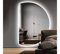 Dimmable HalfMoon LED Bathroom Mirror 130x88cm Frameless Backlit SemiCircle AntiFog Vanity Decor for Stylish Home Modern Lighting Solution.