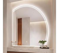 Dimmable HD Touch Sensor Wall Mirror 100cm Anti-Fog Vanity Mirror Half Moon Design for Bathroom Left Cut 70x70cm - Elegant & Functional Lighting Solution