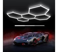 Dimmable Hexagon LED Lights:3 Levels Dimmable,24 Pack 192W Hexagon Lights and 5 Honeycombs Super Bright Car Detailing LED Shop Light for Warehouse