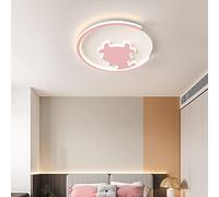 Dimmable Kids Ceiling Light with Remote Control 32W 39W Modern LED Flush Mount Lights Compatible Room Iron& Acrylic Lamp Close to Lighting Fixture N(Pink,39W)