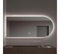 Dimmable Lar Arched Wall Mirror, Smart Touch LED Makeup Mirror, Horizontal eless Design, IP44 Waterproof, Memory Funct, 50x90CM for Bathroom & Vani