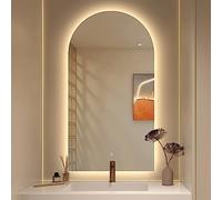 Dimmable LED Arc Bathroom Mirror 40x60cm - Illuminated Wall-Mounted Vanity Mirror with 3 Color Options - Smart Arch Design for Elegant Home Decor, 50x80cm Available