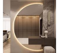 Dimmable LED Backlit Bathroom Mirror 3Color AntiFog WallMounted Vanity Mirror Elegant Home Decor 90x130cm Semicle Design