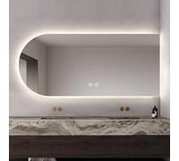 Dimmable LED Backlit Makeup Mirror with Touch Control Anti Fog Arched Wall Mounted Bathroom Decor Available in 40 48 51" 3 Color Settings (20"x32" Cut)