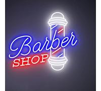 Dimmable LED Barber Neon Sign for Barber Shop Wall and Window Decor,Reusable Acrylic Material Hair Salon Barber Studio Open Light Up Sign Gifts for Hairdresser 40x34.5CM