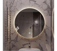 Dimmable LED Bathroom Mirror 110x110cm Anti-Fog Touch Control Frameless Wall Mirror Adjustable 3 Color Lighting for 80/90/100cm Size Modern Design