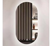 Dimmable LED Bathroom Mirror 400x700mm - Oval Wall Mounted Backlit Mirror with Anti-Fog 3000K-6000K Lighting (40x70cm)