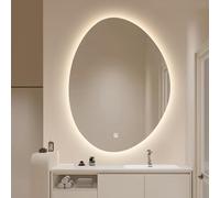 Dimmable LED Bathroom Mirror Backlit TouchControl Wall Mirror Modern Irregular ty Mirror 3 Color Settings 60x80cm (23.6x31.5in) Asymmetrical Design
